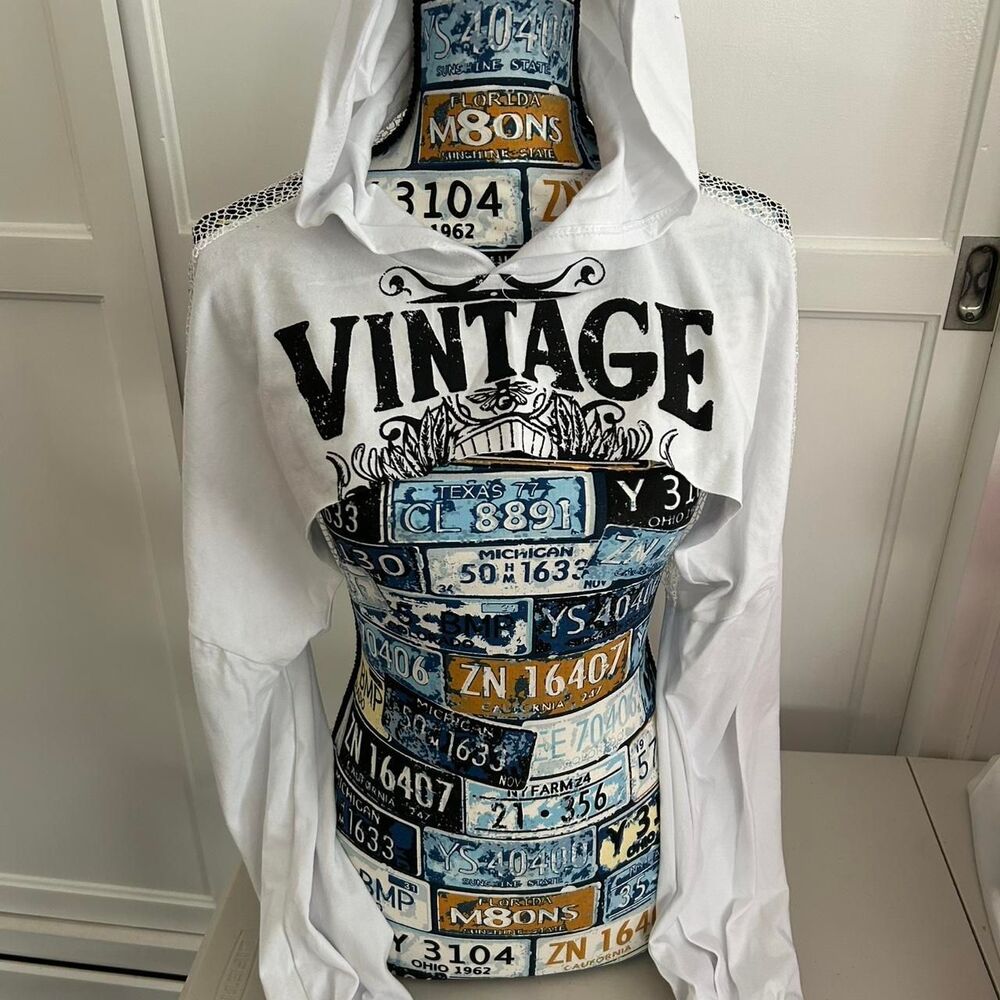 Deadstock vintage Y2K white mesh cropped top